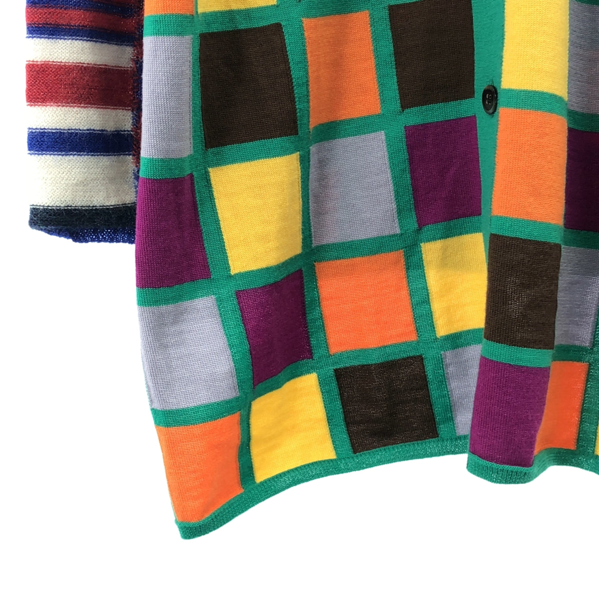 【美品】  COMME des GARCONS HOMME PLUS / コムデギャルソンオムプリュス | 2020AW | カラーレジスタンス期 / 総柄 ドッキング 切替 ロングカーディガン | L | マルチカラー | メンズ