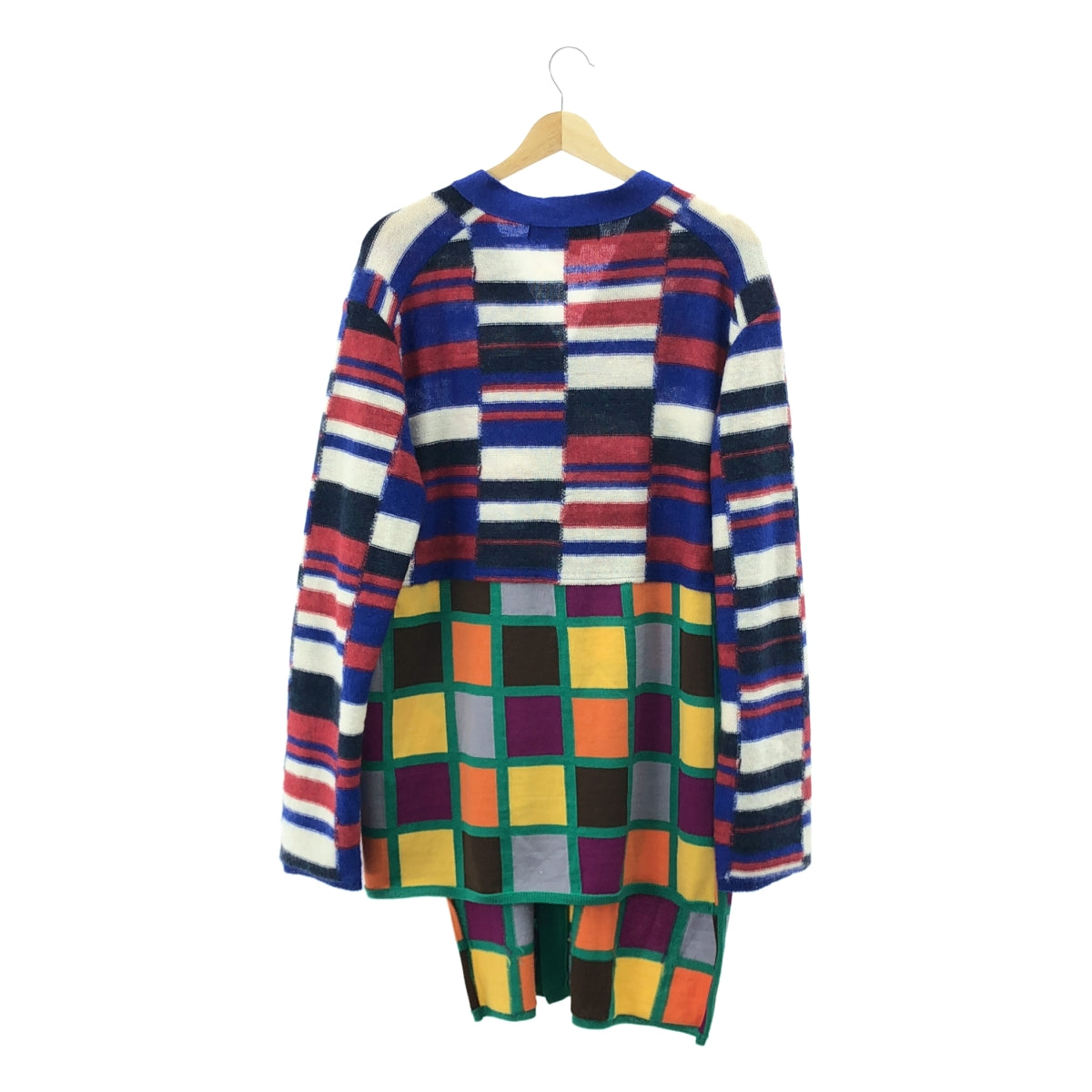 【美品】  COMME des GARCONS HOMME PLUS / コムデギャルソンオムプリュス | 2020AW | カラーレジスタンス期 / 総柄 ドッキング 切替 ロングカーディガン | L | マルチカラー | メンズ