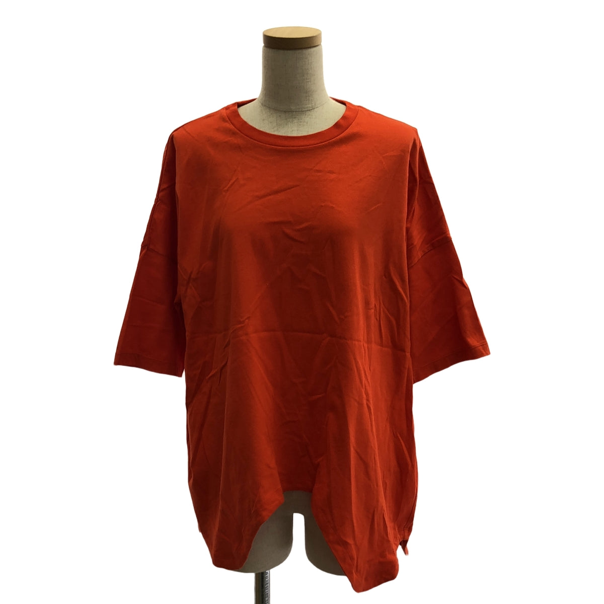 ENFOLD / 엠 폴드 | 2023SS | WAVE-HEM T-SHIRT / 웨이브 컷소우 T셔츠 | 38 | 오렌지 | 여성