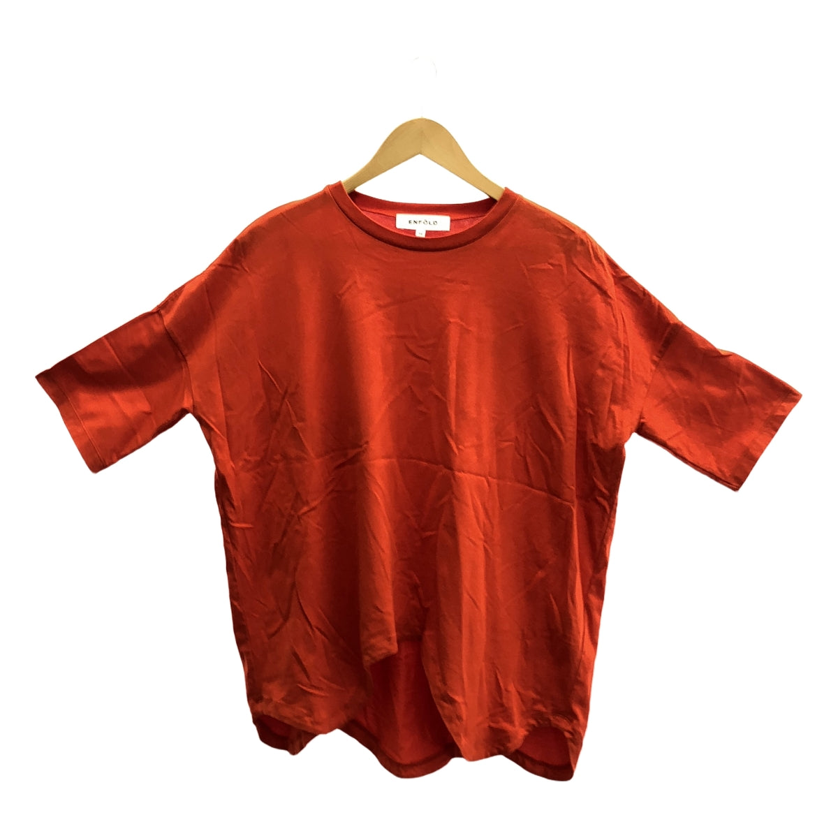 ENFOLD / 엠 폴드 | 2023SS | WAVE-HEM T-SHIRT / 웨이브 컷소우 T셔츠 | 38 | 오렌지 | 여성