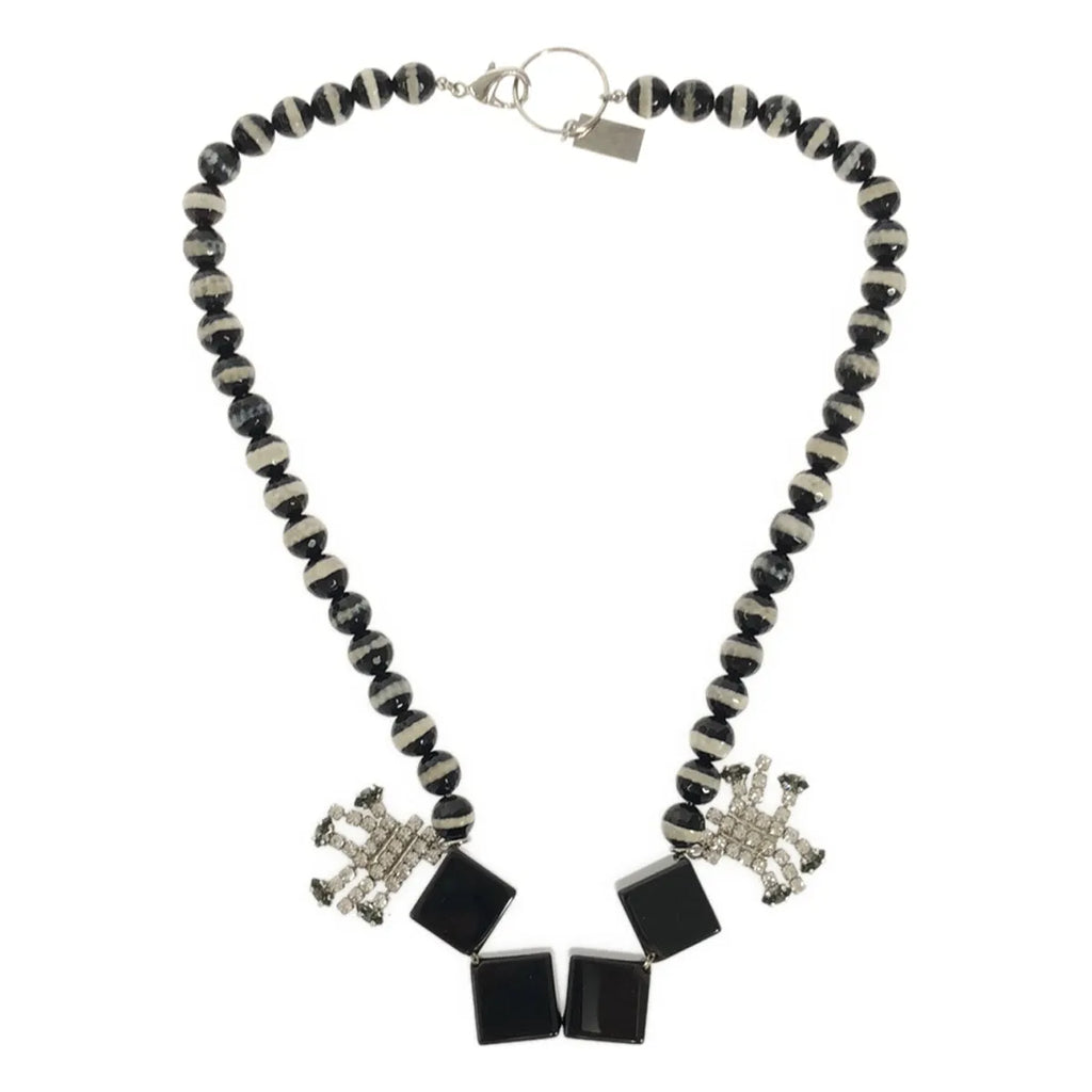 小號黑色長袍 | Bijou 串珠項鍊 |黑色/銀色/白色 |女性的