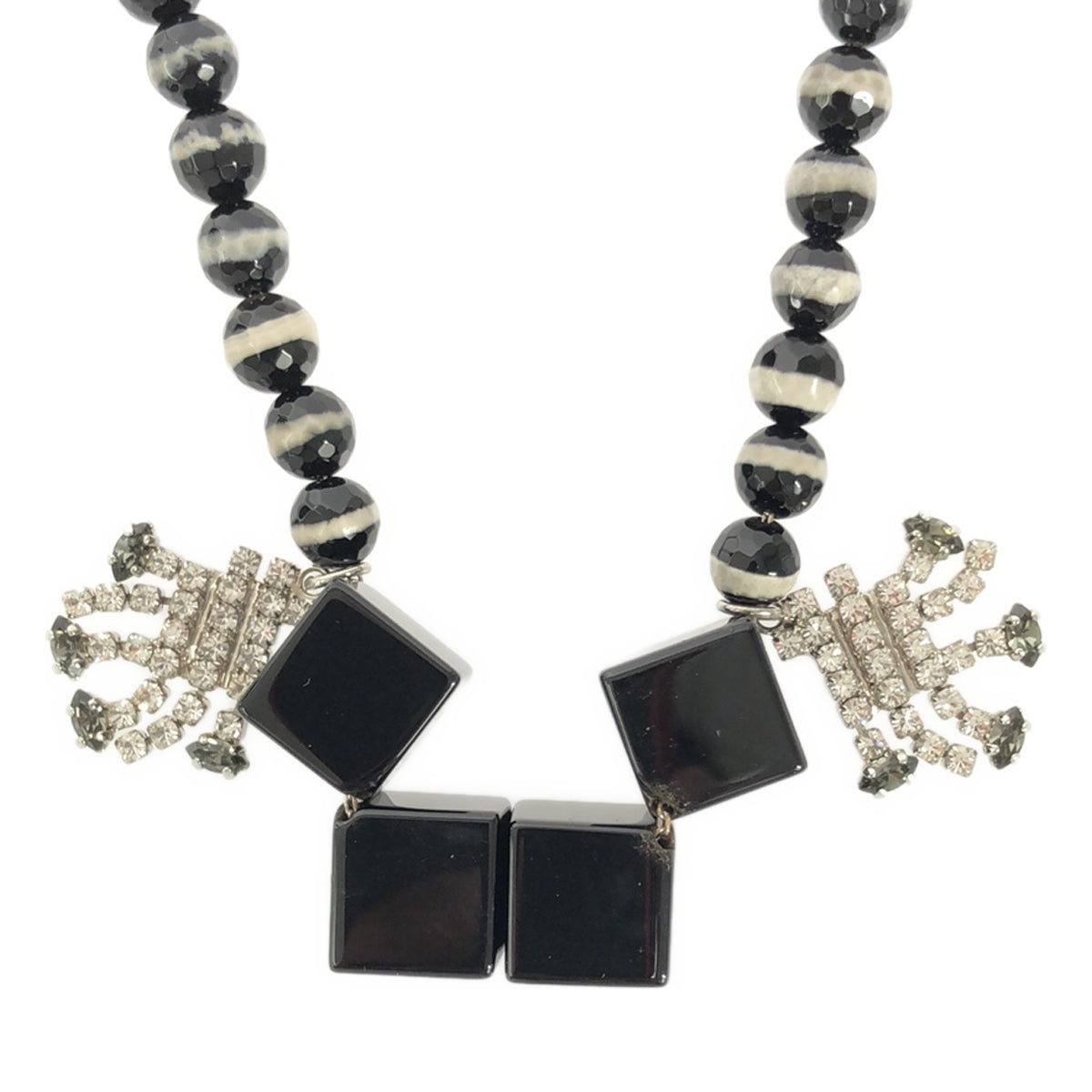 小號黑色長袍 | Bijou 串珠項鍊 |黑色/銀色/白色 |女性的