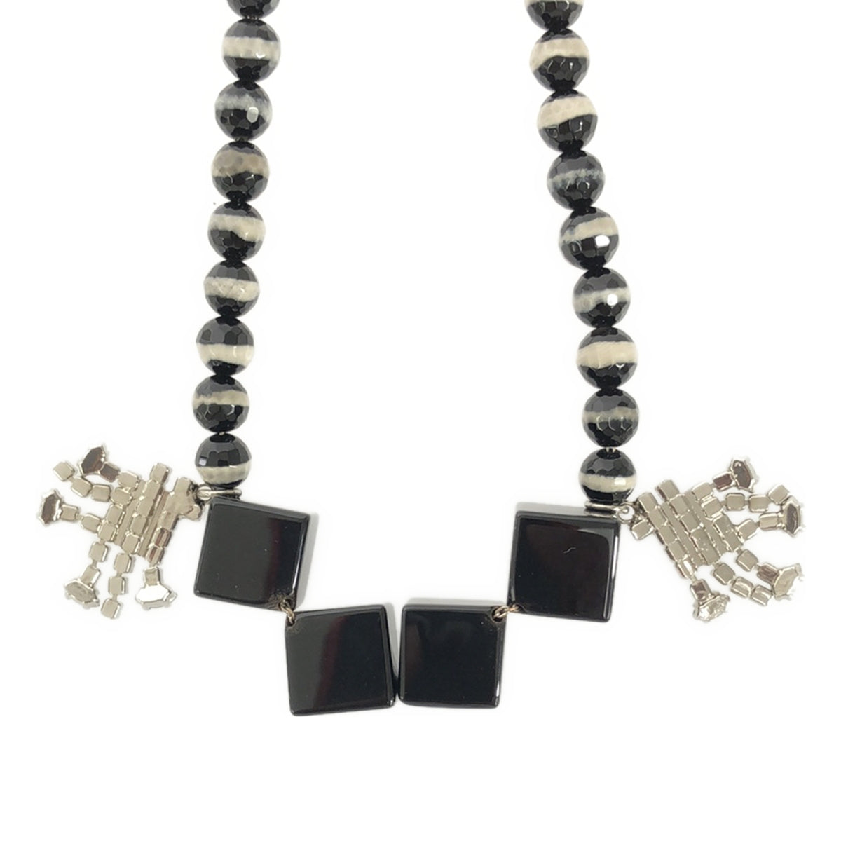 小號黑色長袍 | Bijou 串珠項鍊 |黑色/銀色/白色 |女性的