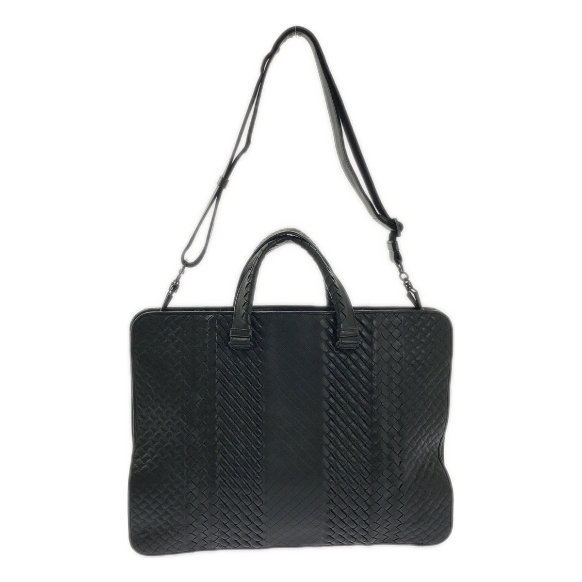 BOTTEGA VENETA / ボッテガヴェネタ | イントレチャート レザー ブリーフケース ビジネスバッグ | ブラック | メンズ