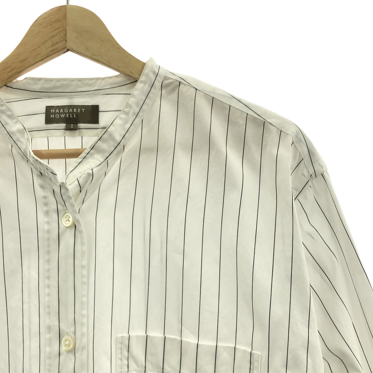 MARGARET HOWELL / マーガレットハウエル | コットン バンドカラー シャツ ブラウス | 1 | レディース