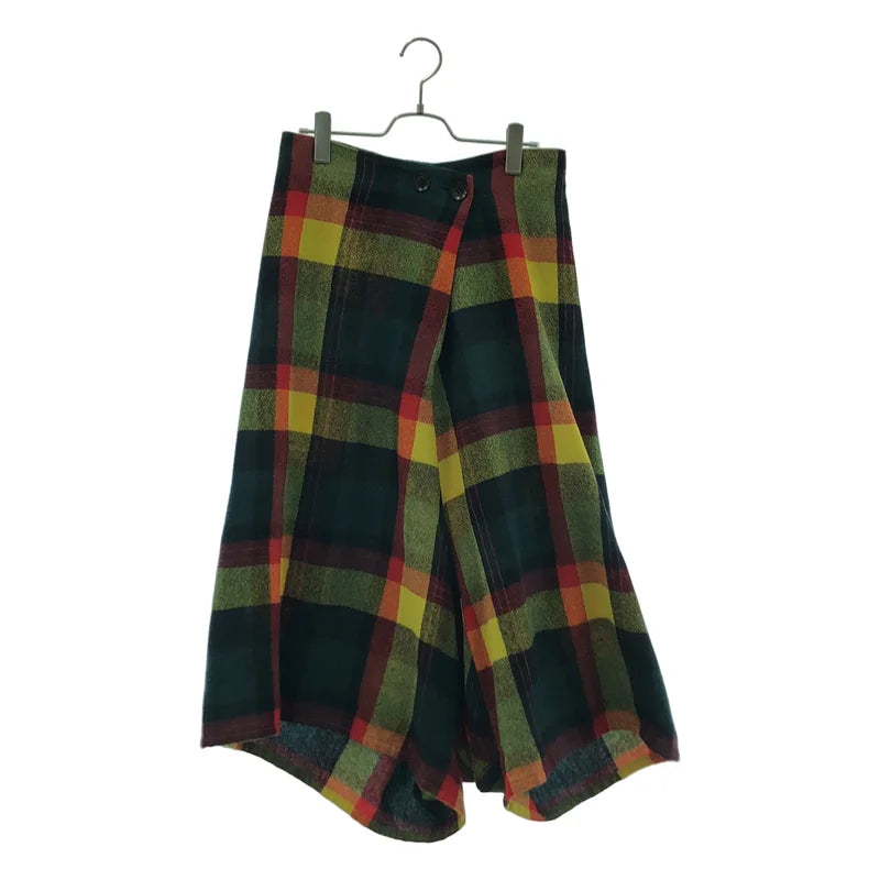 YOHJI YAMAMOTO +NOIR / ヨウジヤマモトプリュスノアール | ウール チェック ワイド サルエル パンツ | 1 | レディース