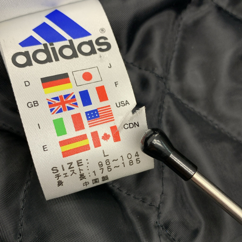 【미품】 adidas / 아디다스 | 로고 양털 지퍼 오버코트 후디 / 퀼팅 총 안감 | L | 블랙 | 남성