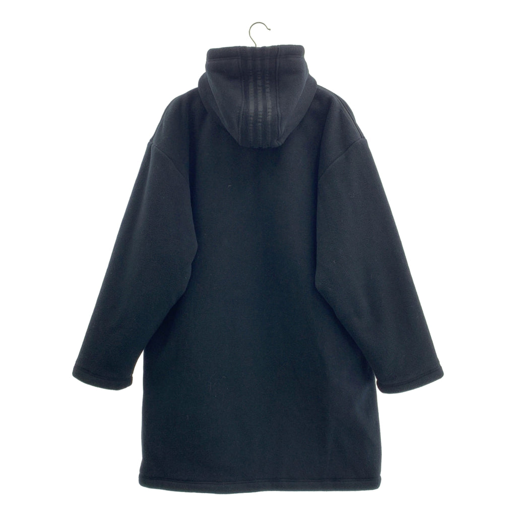 【미품】 adidas / 아디다스 | 로고 양털 지퍼 오버코트 후디 / 퀼팅 총 안감 | L | 블랙 | 남성