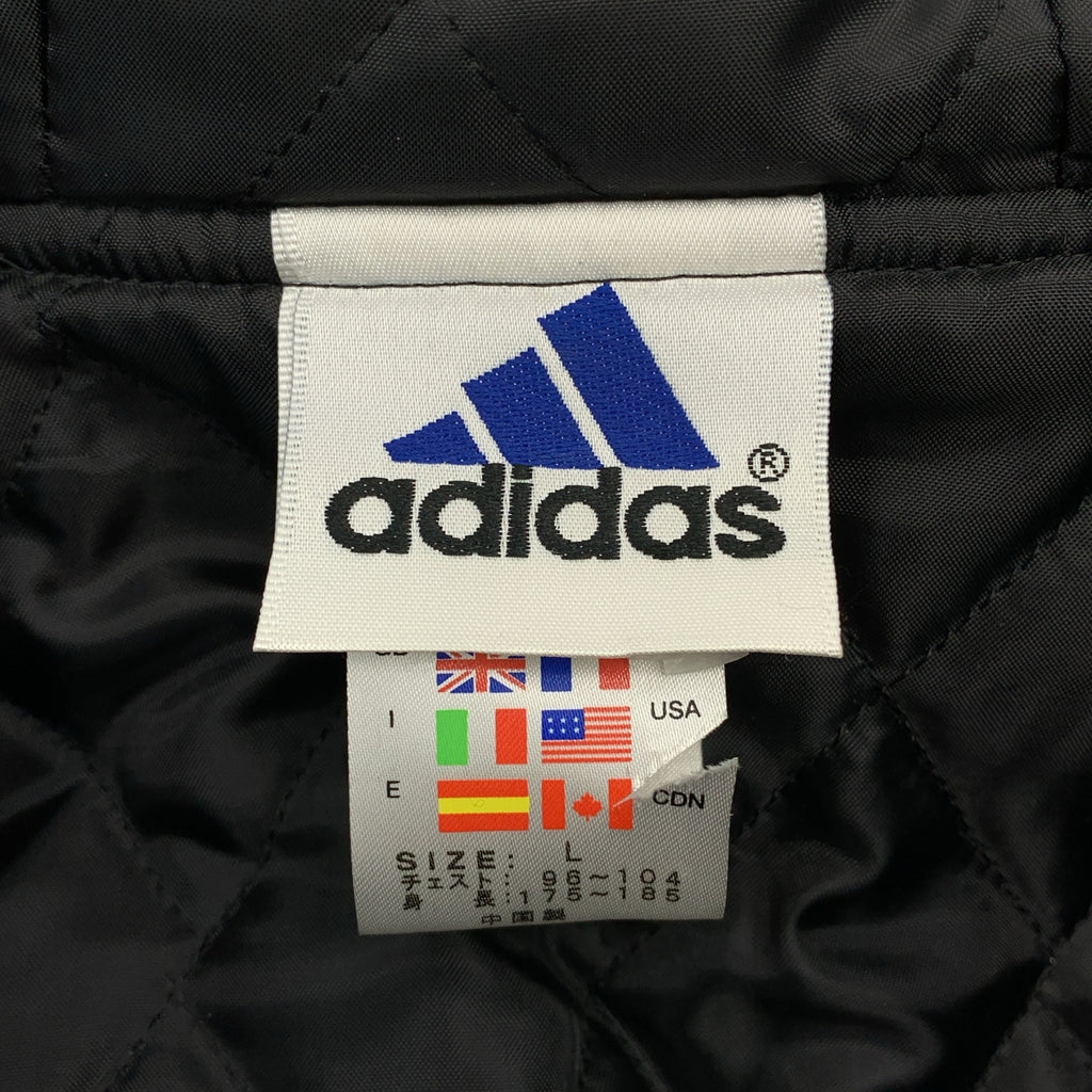 【미품】 adidas / 아디다스 | 로고 양털 지퍼 오버코트 후디 / 퀼팅 총 안감 | L | 블랙 | 남성