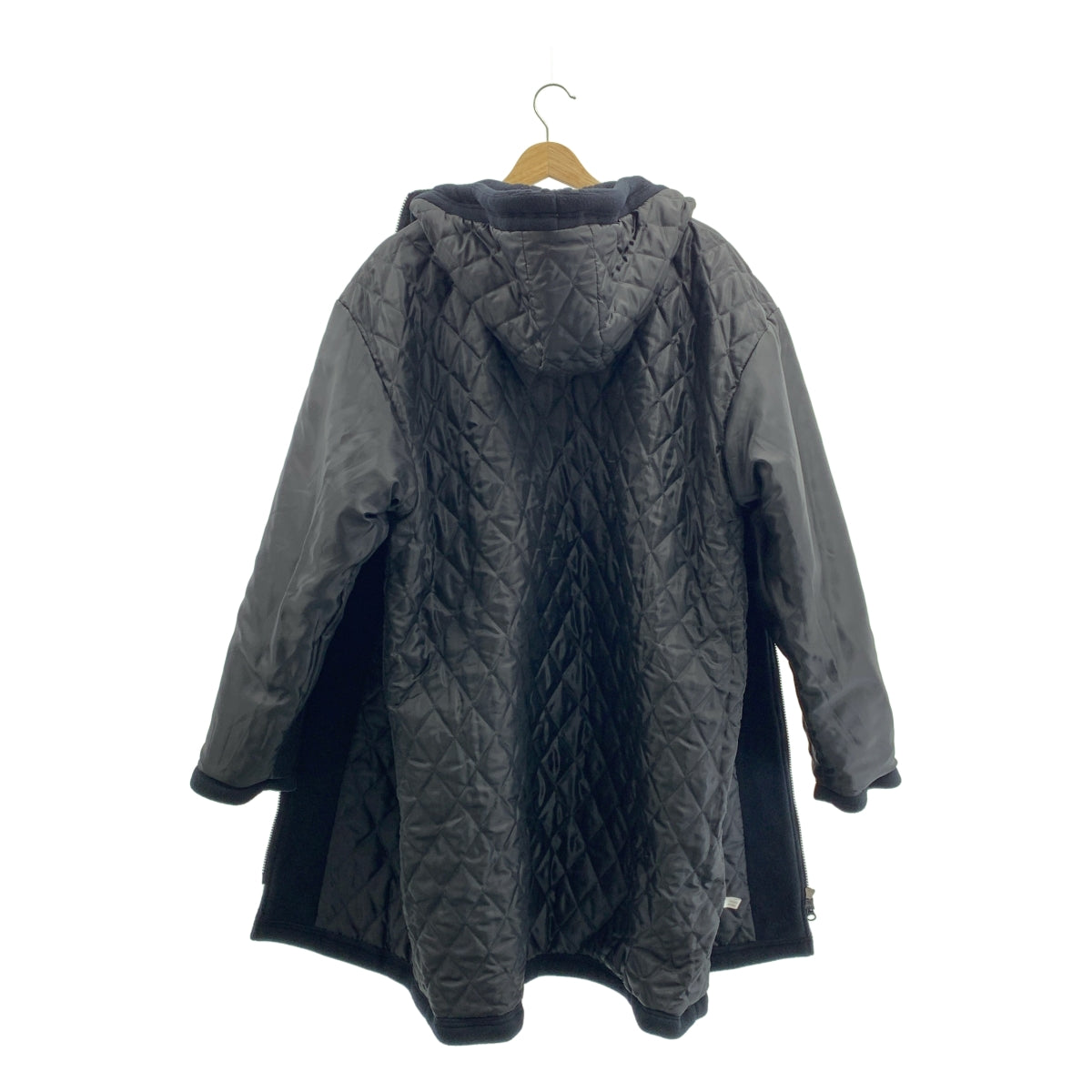 【미품】 adidas / 아디다스 | 로고 양털 지퍼 오버코트 후디 / 퀼팅 총 안감 | L | 블랙 | 남성