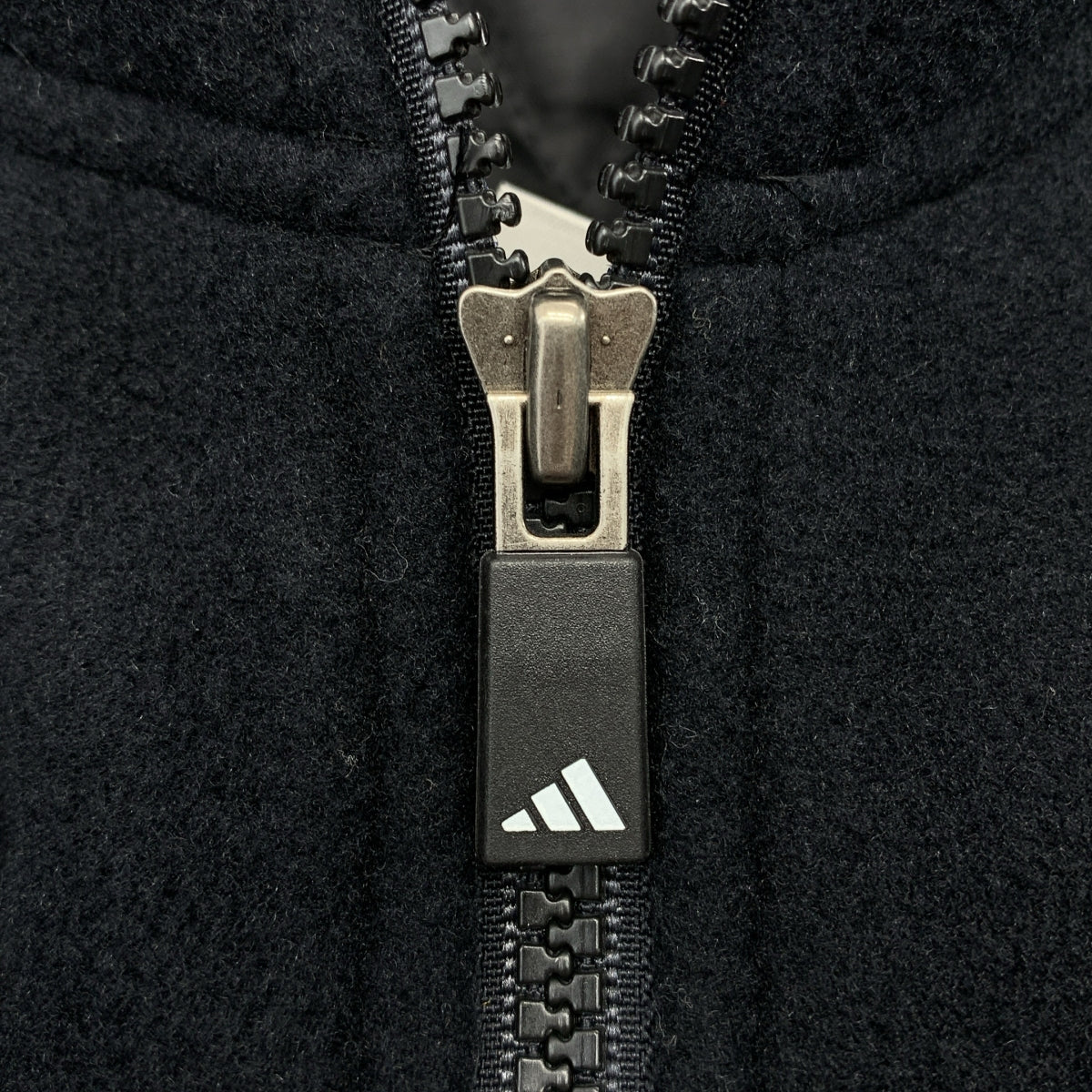 【미품】 adidas / 아디다스 | 로고 양털 지퍼 오버코트 후디 / 퀼팅 총 안감 | L | 블랙 | 남성