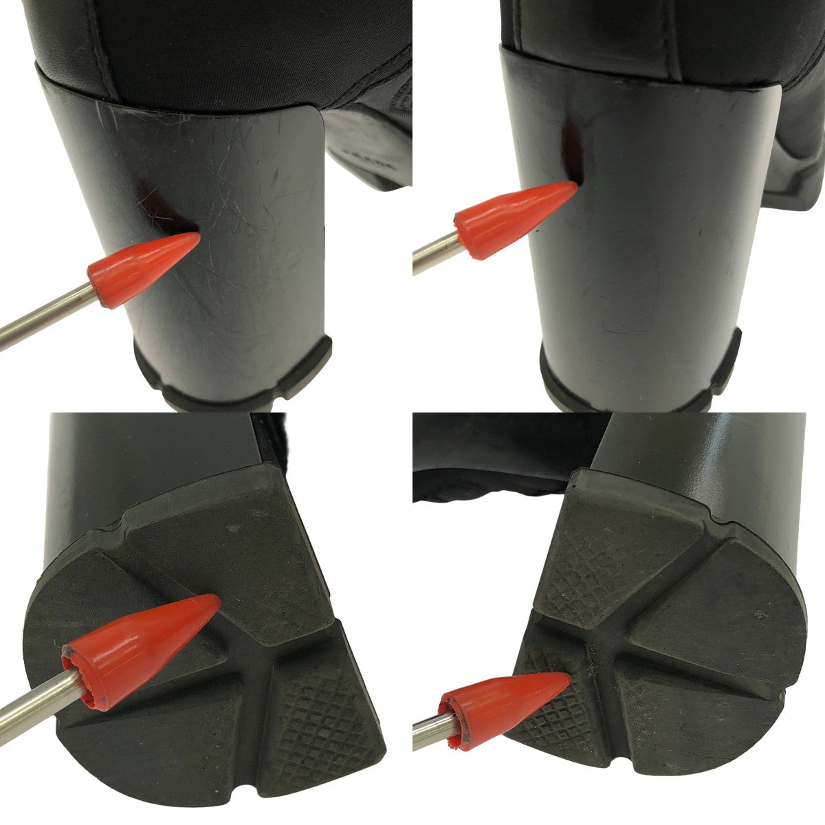 普拉達 |皮革和尼龍踝靴 |板尼龍轉換皮革高跟靴 | 36 |黑色 |女性的