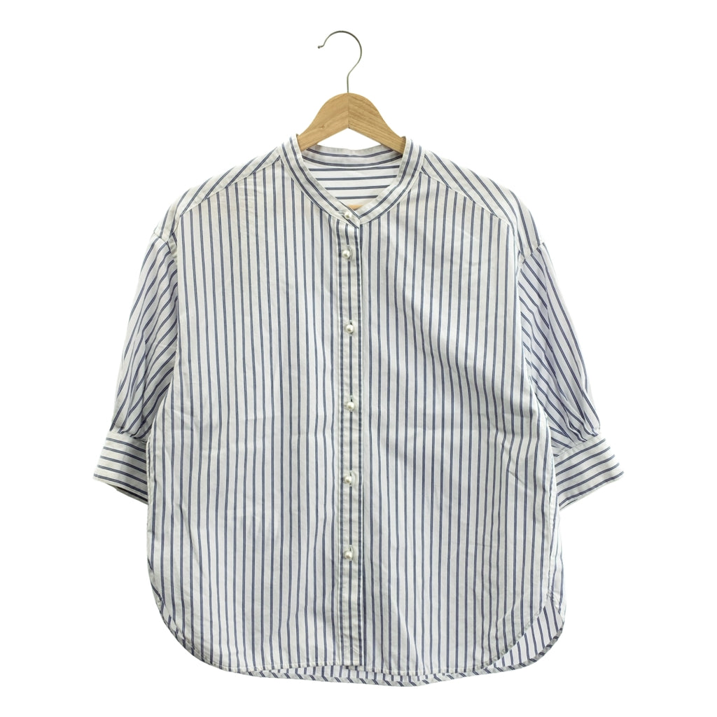 Spick and Span / スピックアンドスパン | パールボタンギャザースリーブストライプシャツ | F | レディース