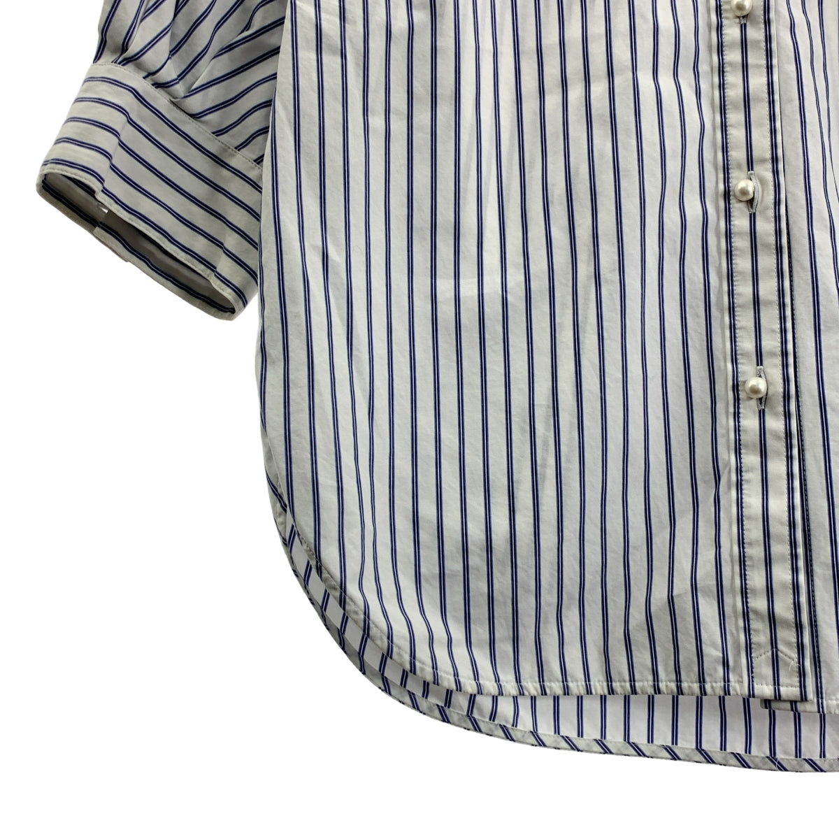 Spick and Span / スピックアンドスパン | パールボタンギャザースリーブストライプシャツ | F | レディース