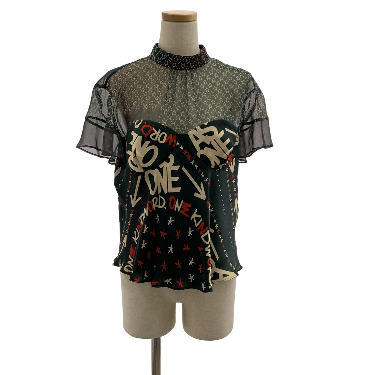 sacai | 2023SS | 全身印花透視無袖襯衫 | 1 | 女款