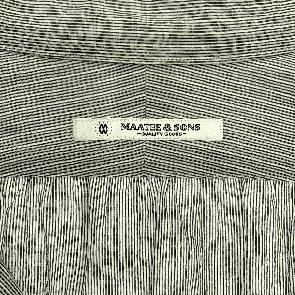 [Good Condition] MAATEE&amp;SONS | Band Collar Shirt | Size 2 | White/Grey | Men's