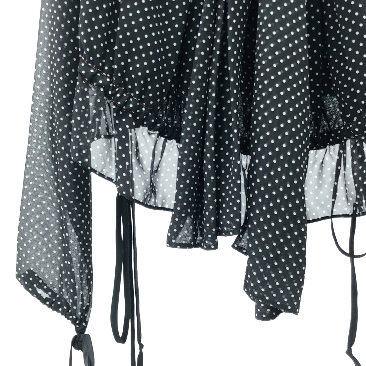 LOEWE / ロエベ | シルク混 ドット シフォン ギャザー プルオーバー ブラウス | 38 | ブラック/ホワイト | レディース