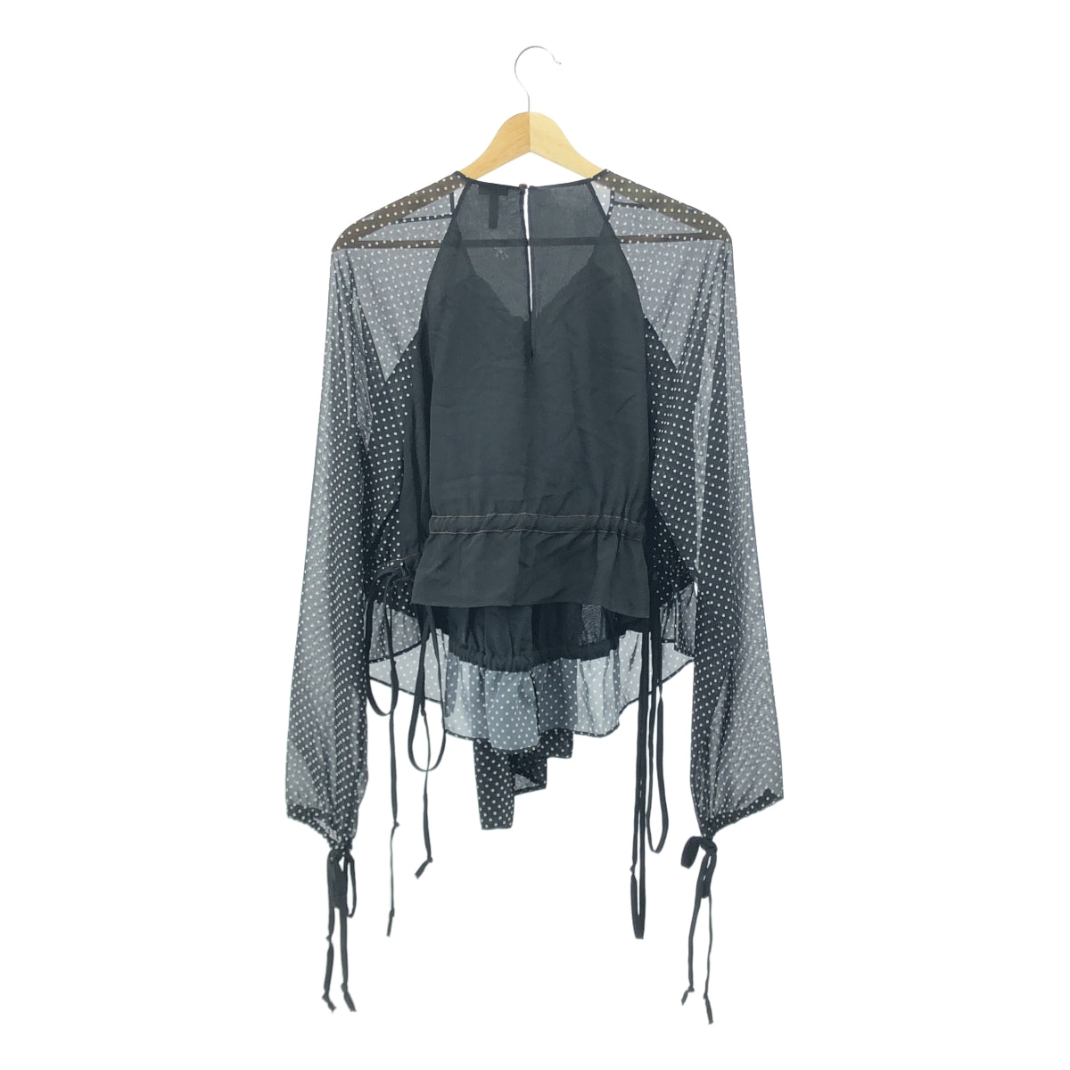 LOEWE / ロエベ | シルク混 ドット シフォン ギャザー プルオーバー ブラウス | 38 | ブラック/ホワイト | レディース