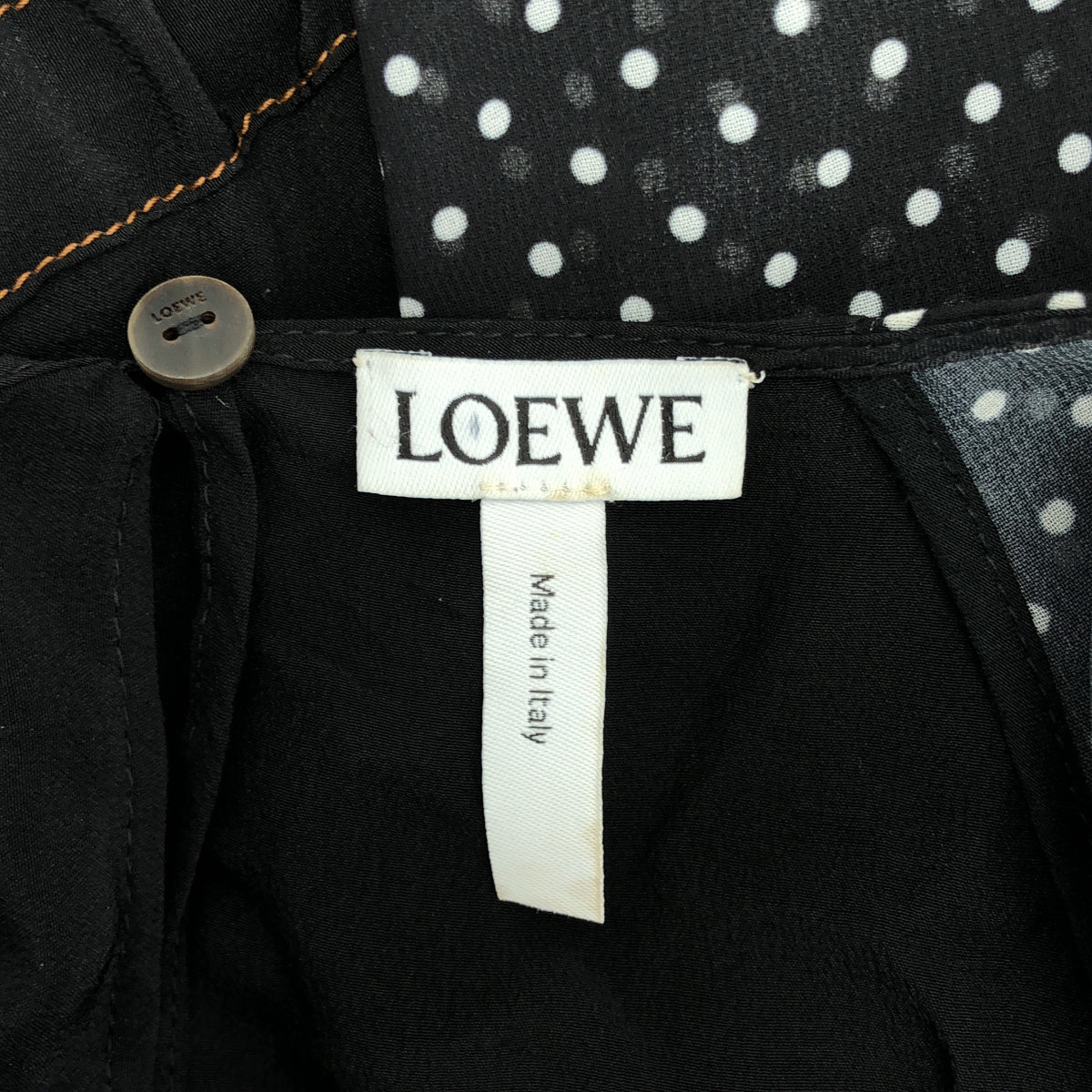LOEWE / ロエベ | シルク混 ドット シフォン ギャザー プルオーバー ブラウス | 38 | ブラック/ホワイト | レディース