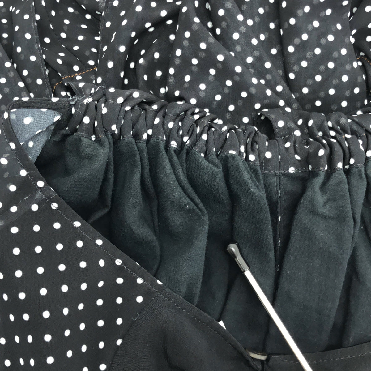 LOEWE / ロエベ | シルク混 ドット シフォン ギャザー プルオーバー ブラウス | 38 | ブラック/ホワイト | レディース