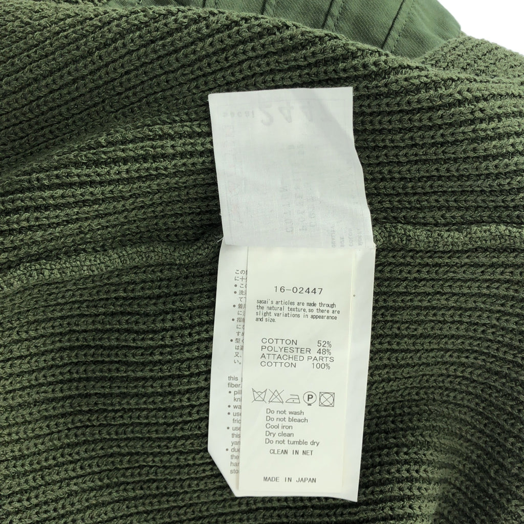 sacai / 사카이 | 군사 크루넥 백 슬릿 리브 니트 | 1 | 카키 | 여성