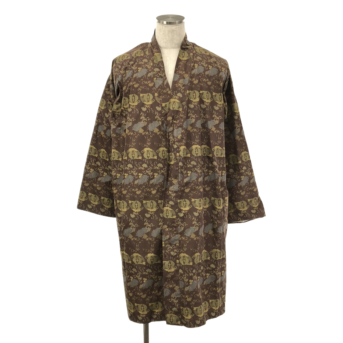 Needles | 2018AW | KIMONO COAT Polyester All-over Print Kimono Coat | XS | Brown | Men's