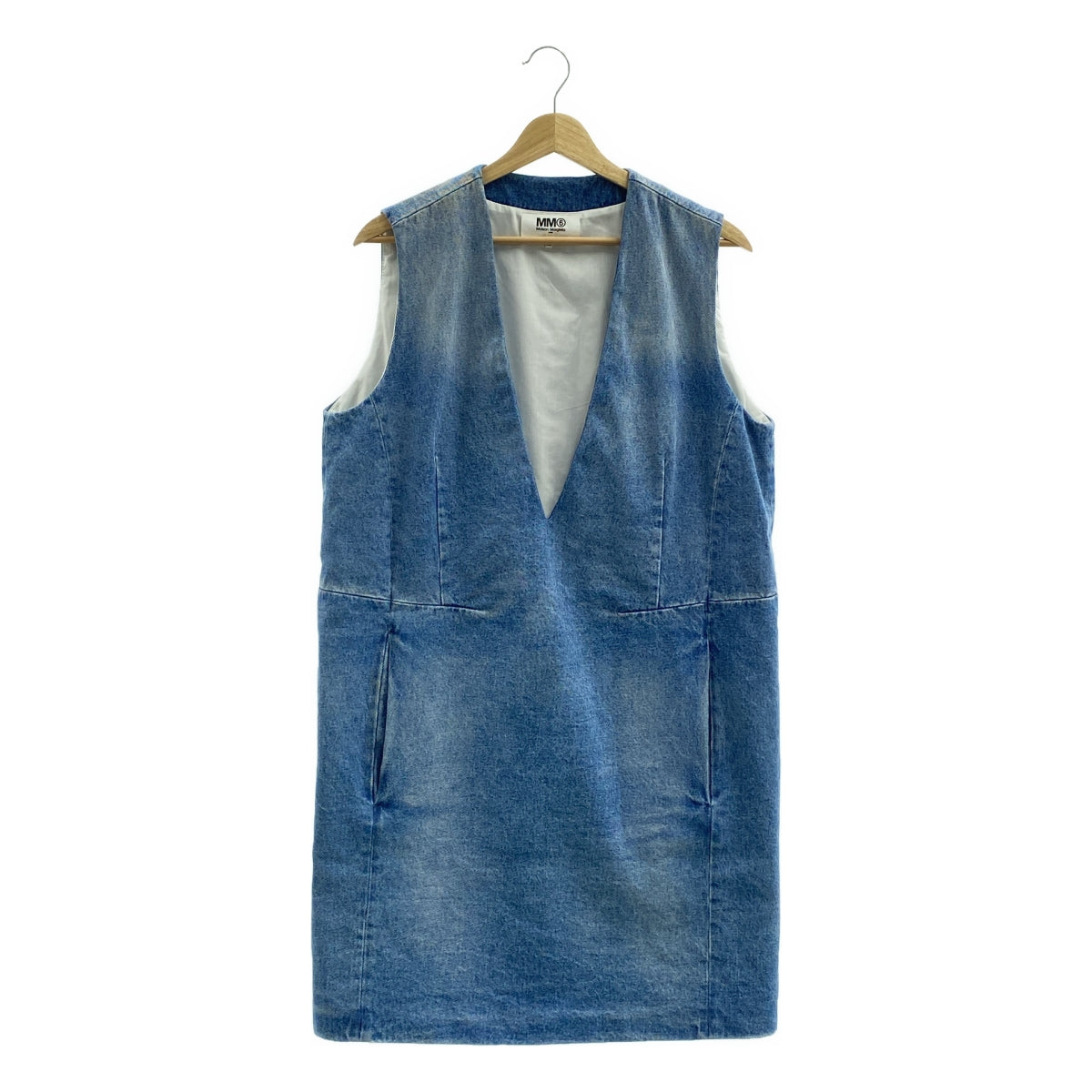 MM6 Maison Margiela / エムエムシックスメゾンマルジェラ | Vネック デニム プルオーバー ワンピース | 40 | レディース