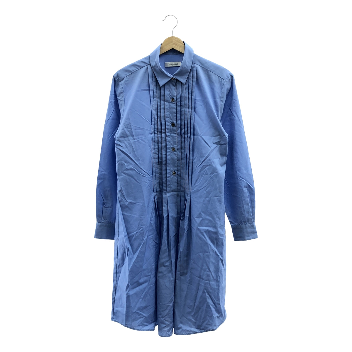 LUTZ HUELLE / 루츠휴엘 | 코튼 플리츠 셔츠 원피스 | 36 | 블루 | 여성