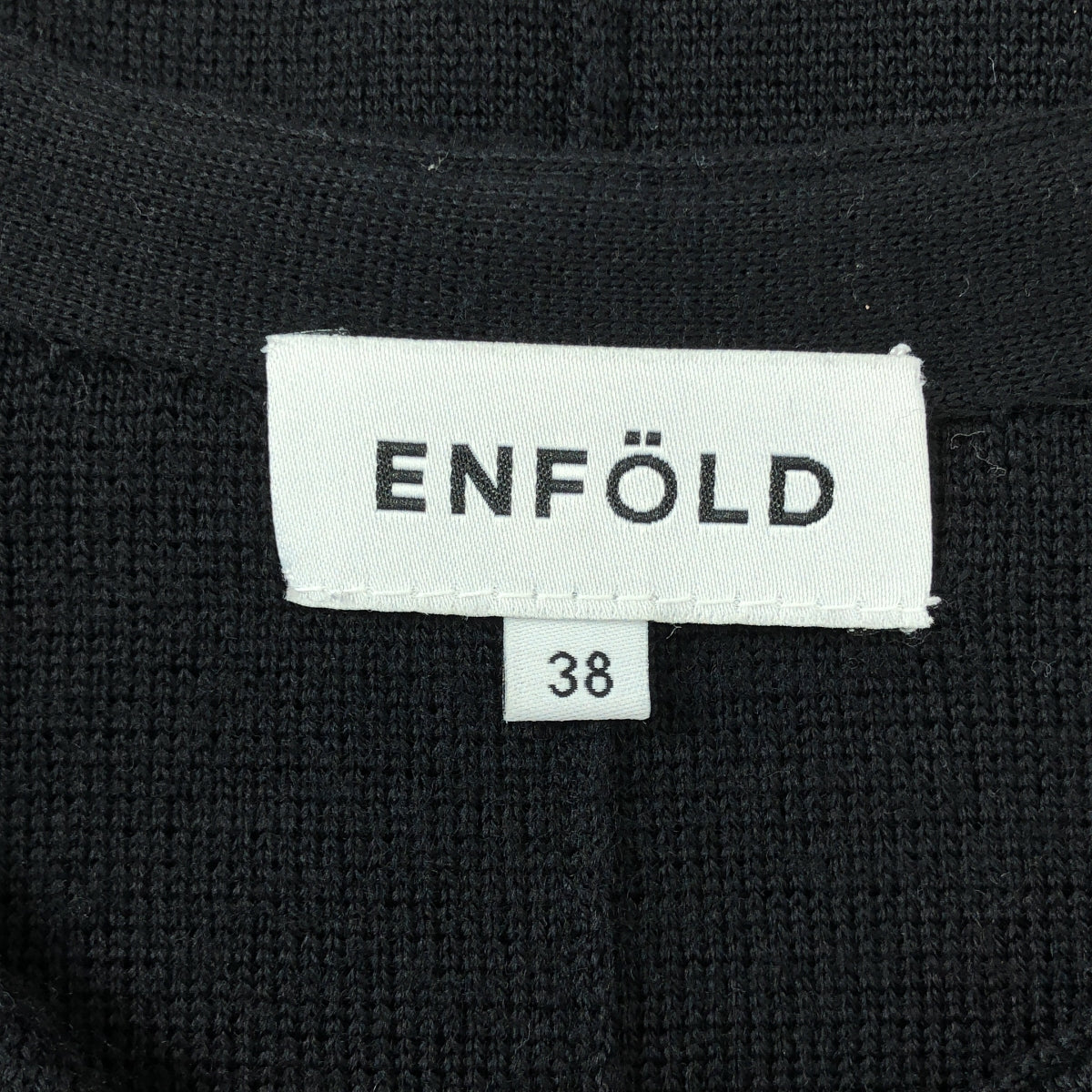 ENFOLD / エンフォルド | ノーカラー ウールニット コート | 38 | ブラック | レディース