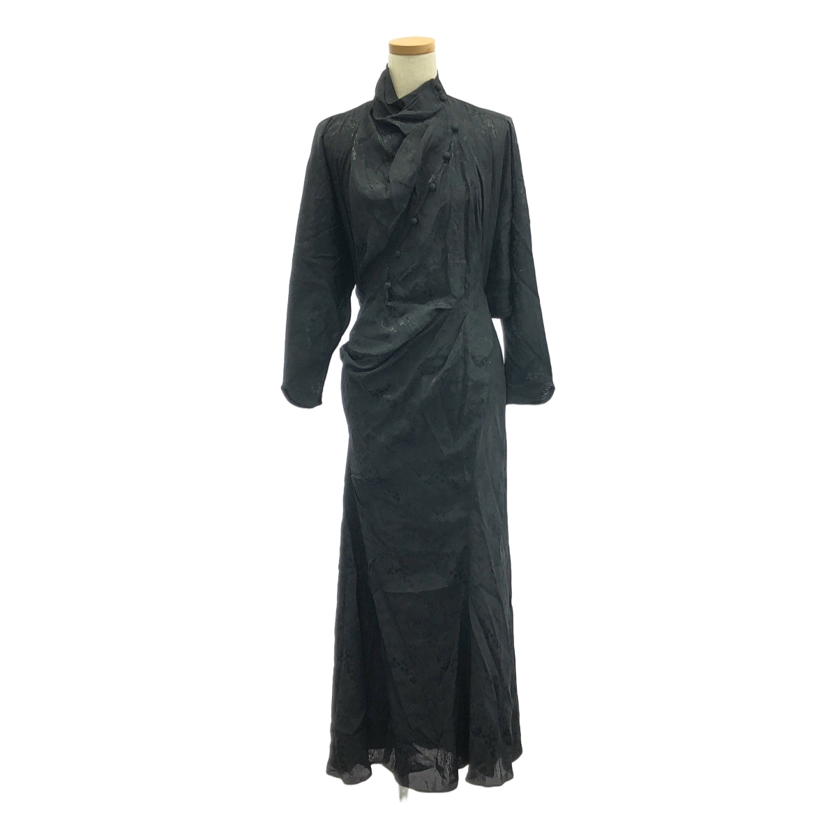 【新品】  Mame Kurogouchi / マメクロゴウチ | 2024AW | Floral Jacquard Draped Dress ワンピース | 1 | ブラック | レディース