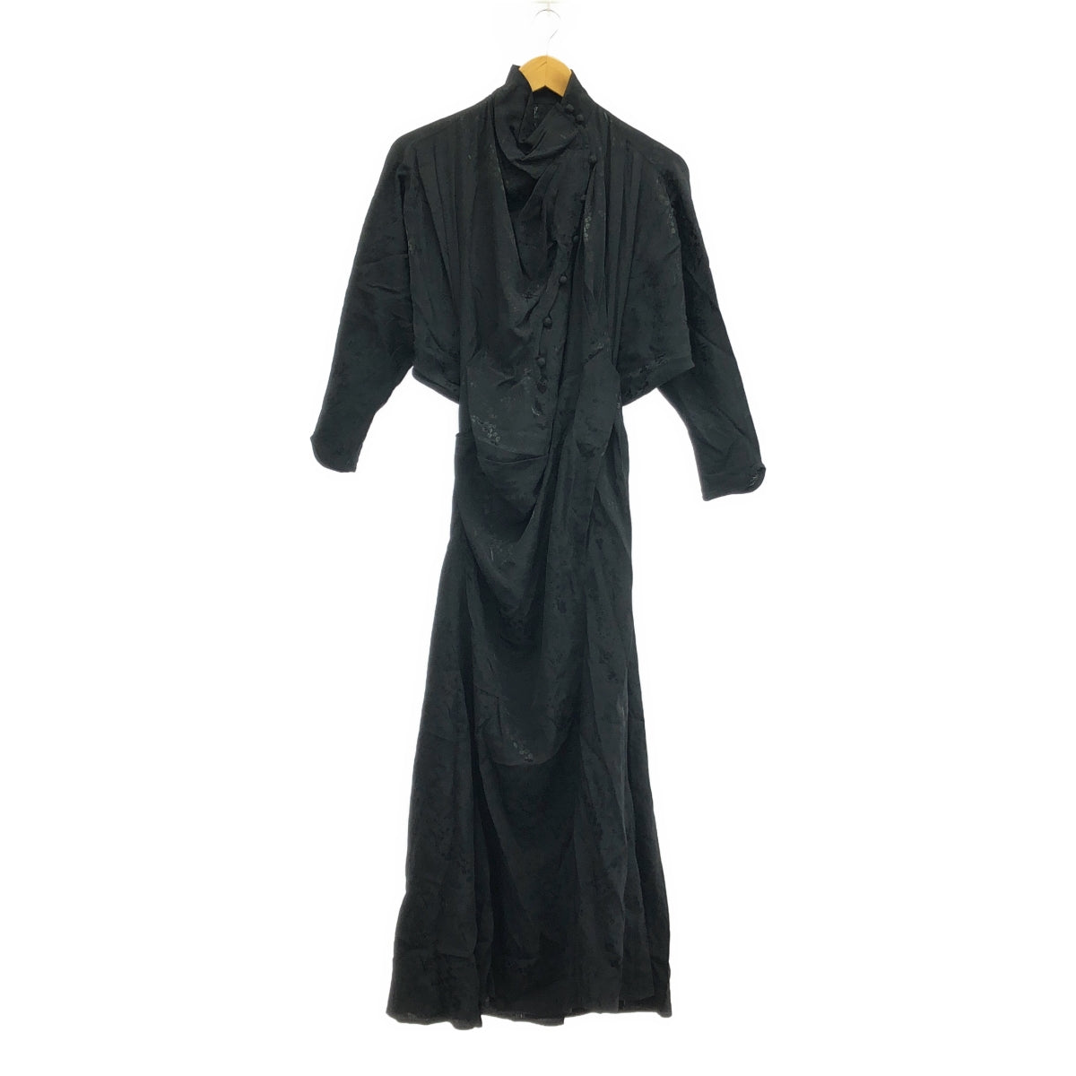 【新品】  Mame Kurogouchi / マメクロゴウチ | 2024AW | Floral Jacquard Draped Dress ワンピース | 1 | ブラック | レディース