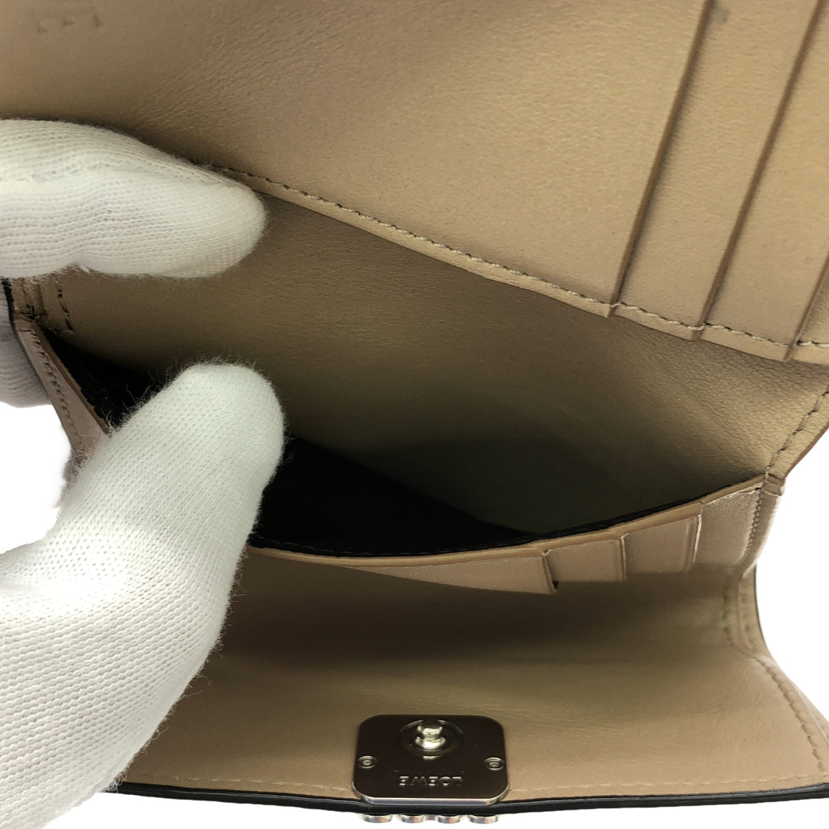 LOEWE / 로에베 | 스몰 버티컬 가죽 애너그램 컴팩트 지갑 지갑 | 그레이지 | 여성