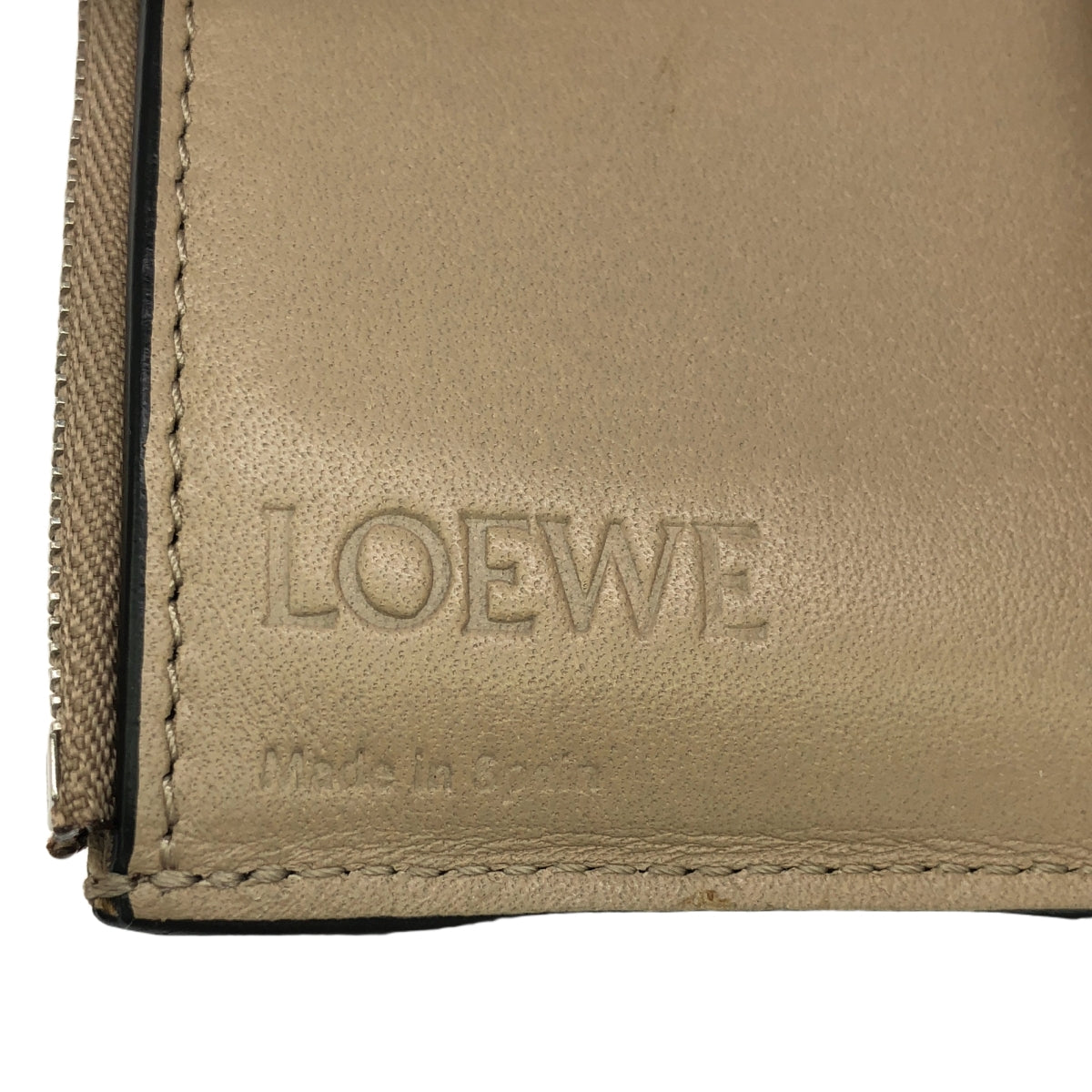 LOEWE / ロエベ | スモールバーティカル レザー アナグラム コンパクトウォレット 財布 | グレージュ | レディース