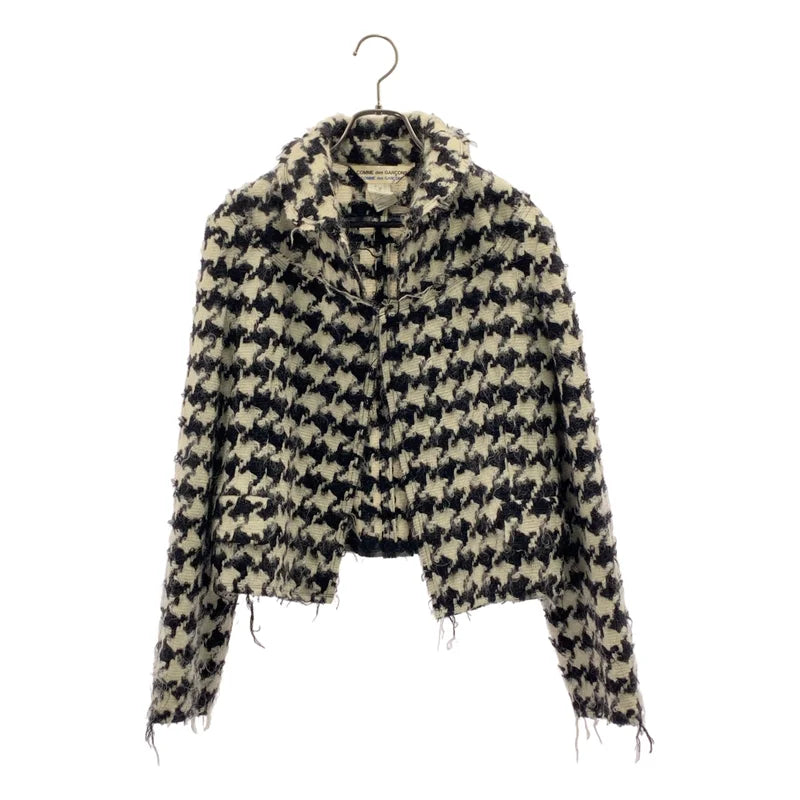 COMME des GARCONS COMME des GARCONS / コムコム | ウール モヘヤ 千鳥柄 カットオフ ジャケット | M | レディース
