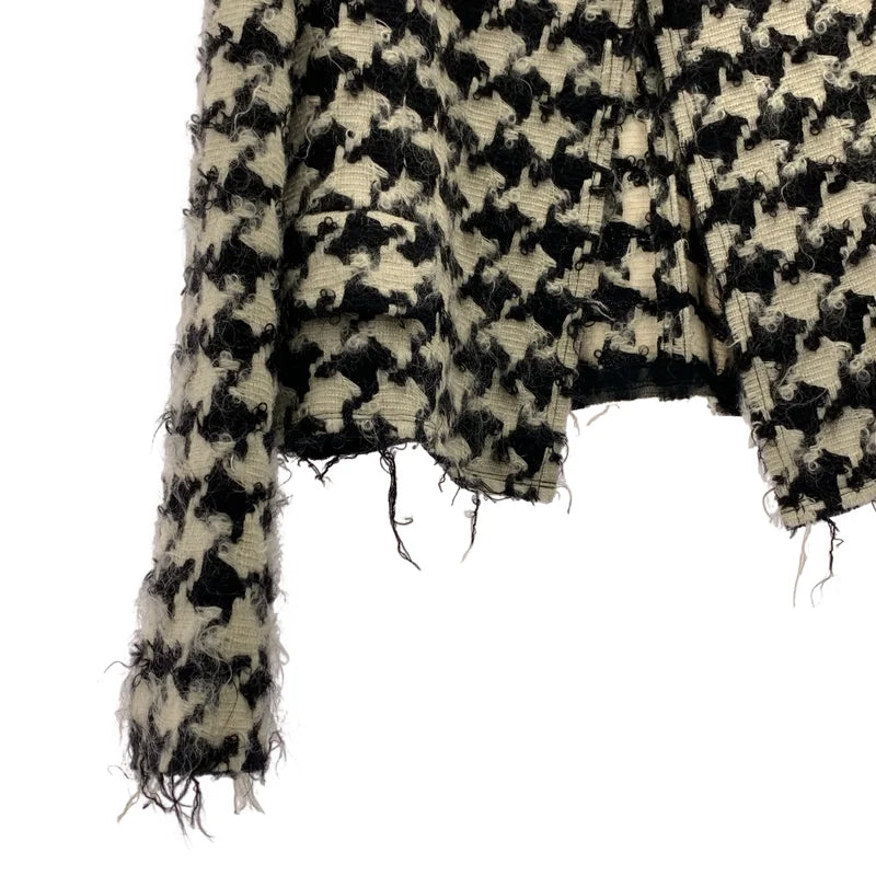 COMME des GARCONS COMME des GARCONS / コムコム | ウール モヘヤ 千鳥柄 カットオフ ジャケット | M | レディース
