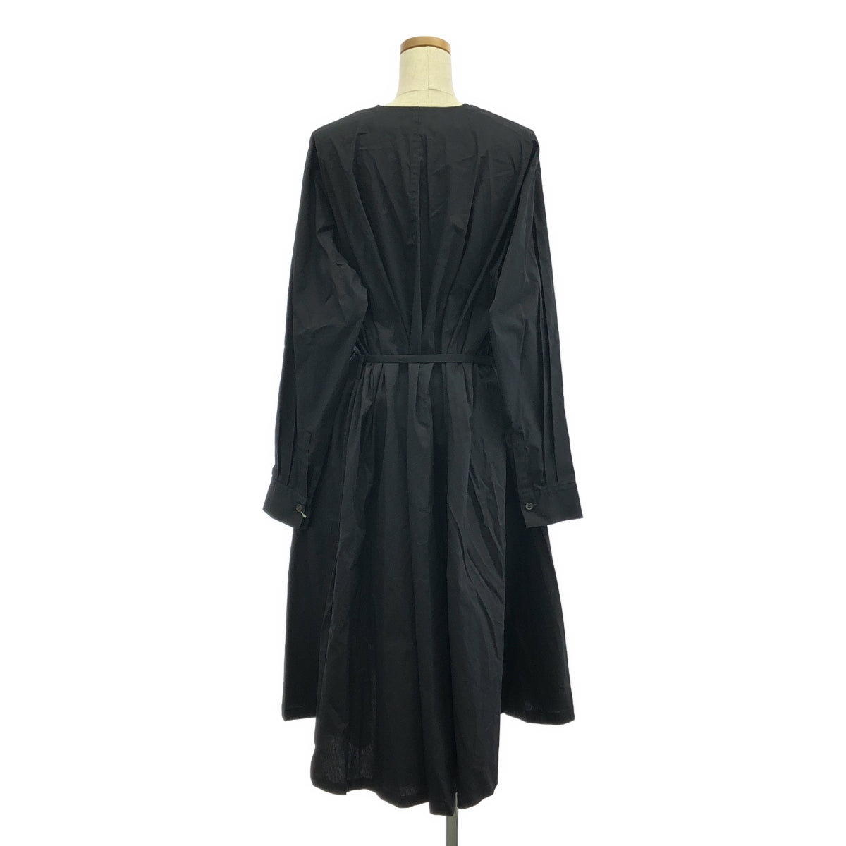 【美品】  Y's / ワイズヨウジヤマモト | 2020AW | FLANNEL CHEST POCKET SHIRT DRESS / ベルテッド ノーカラー オーバー シャツ ワンピース | 1 | ブラック | レディース