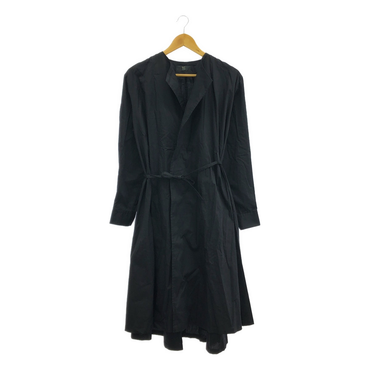 【美品】  Y's / ワイズヨウジヤマモト | 2020AW | FLANNEL CHEST POCKET SHIRT DRESS / ベルテッド ノーカラー オーバー シャツ ワンピース | 1 | ブラック | レディース