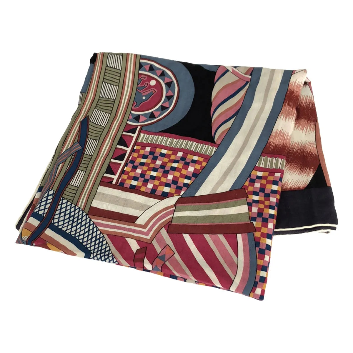 【미품】 HERMES / 헤르메스 | 카레 140 LA SELLE IMAGINARE 공상 채찍 스카프 | 멀티 컬러