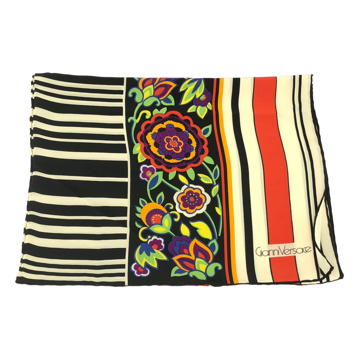 Gianni Versace | Flower stripe all-over print scarf |