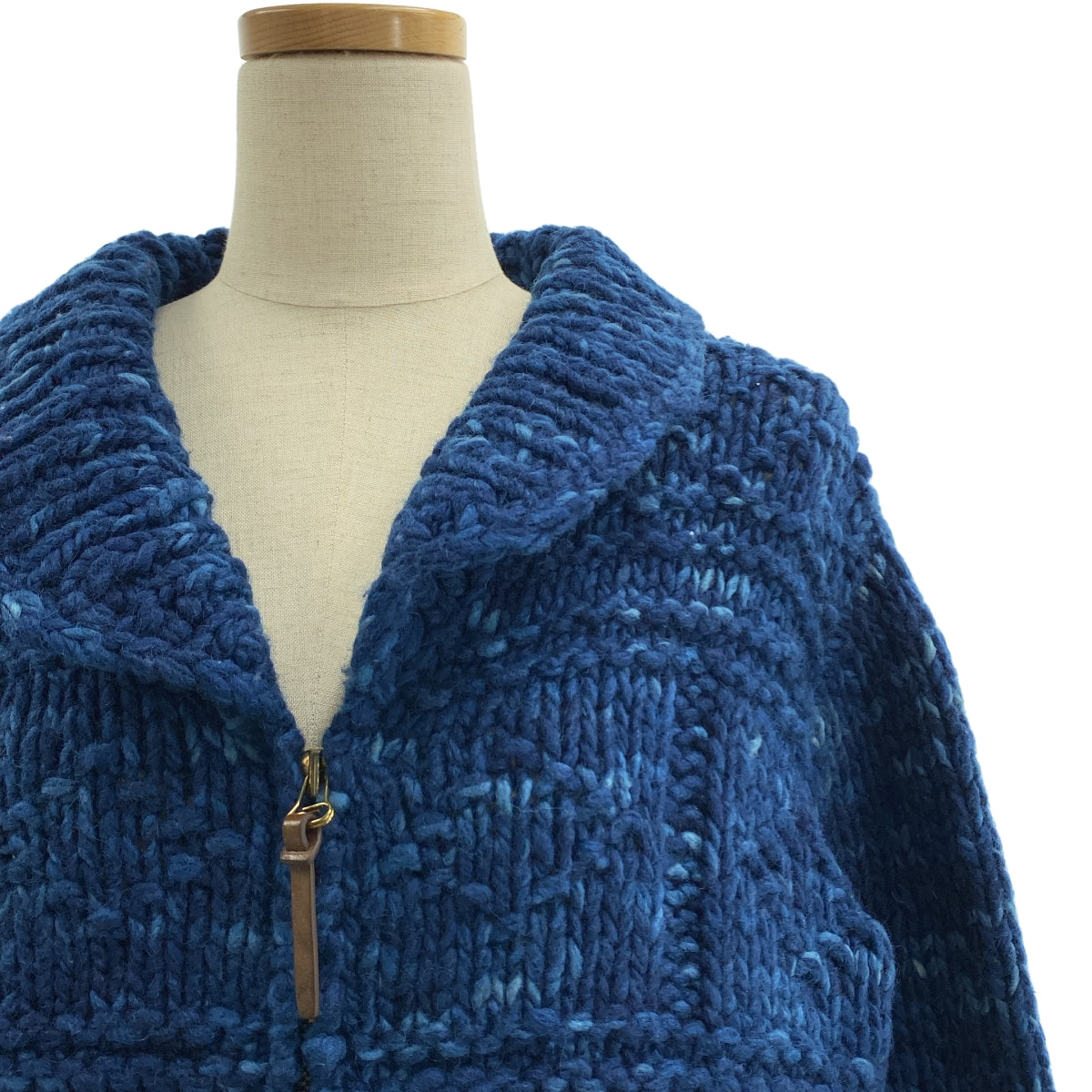 [近新] visvim | INDIGO COWICHAN FZ / 肘部補丁 Cowichan 針織開襟衫外套 | 尺寸 2 | 靛藍色 | 男款