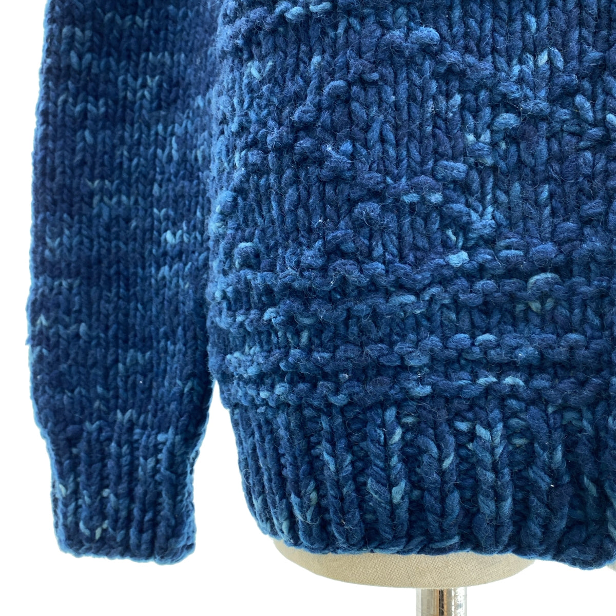 [近新] visvim | INDIGO COWICHAN FZ / 肘部補丁 Cowichan 針織開襟衫外套 | 尺寸 2 | 靛藍色 | 男款