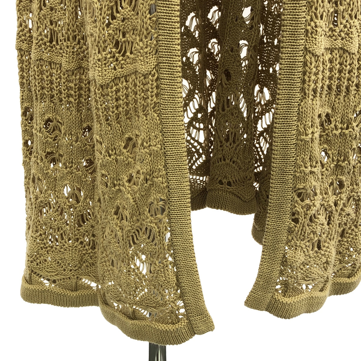 [狀況良好] 點 / 點 |懷舊開襟衫 / 鉤針編織長開襟衫 | F |米色 |女性的