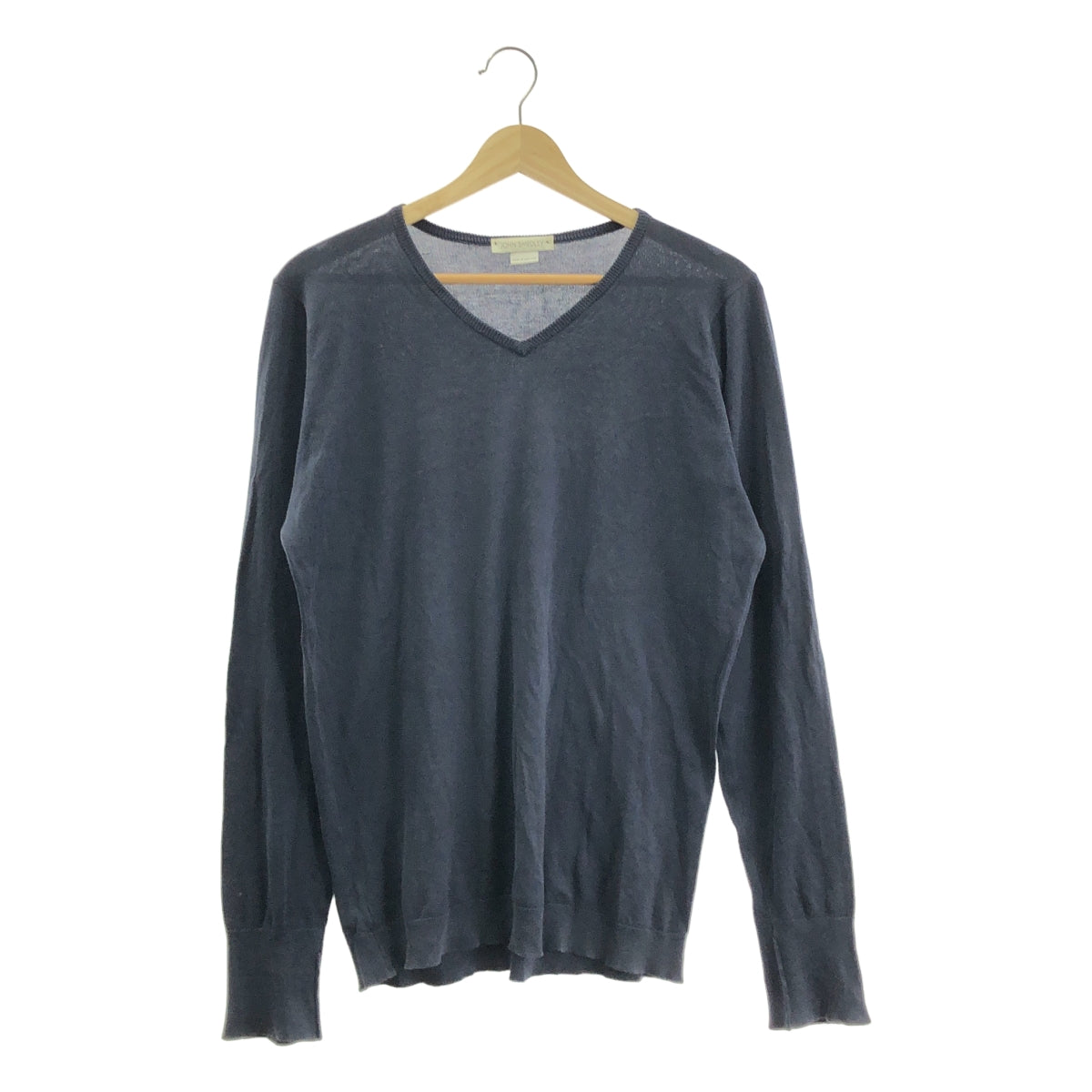 JOHN SMEDLEY | 海島棉高支數V領毛衣 | S碼 | 海軍藍 | 男士