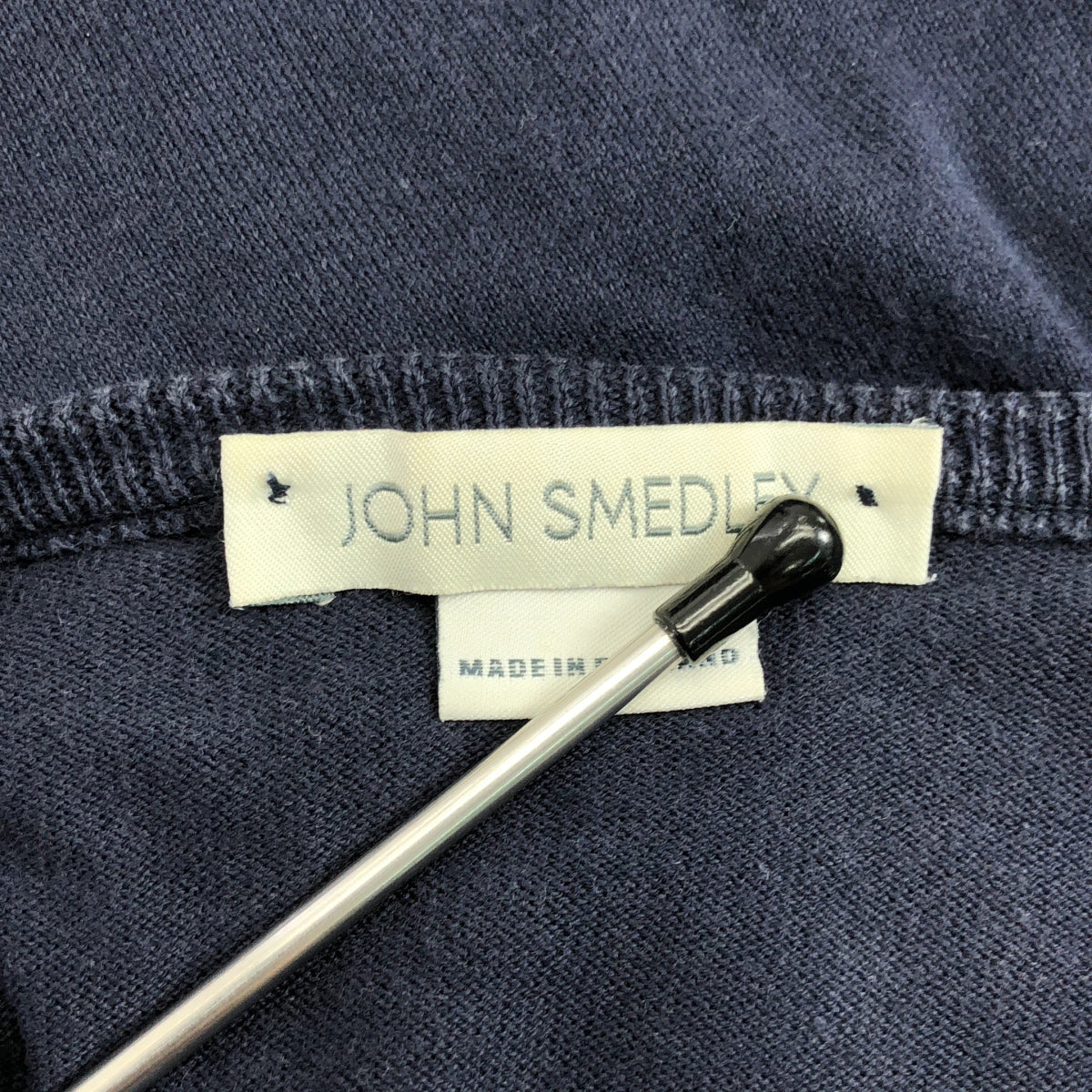 JOHN SMEDLEY | 海島棉高支數V領毛衣 | S碼 | 海軍藍 | 男士