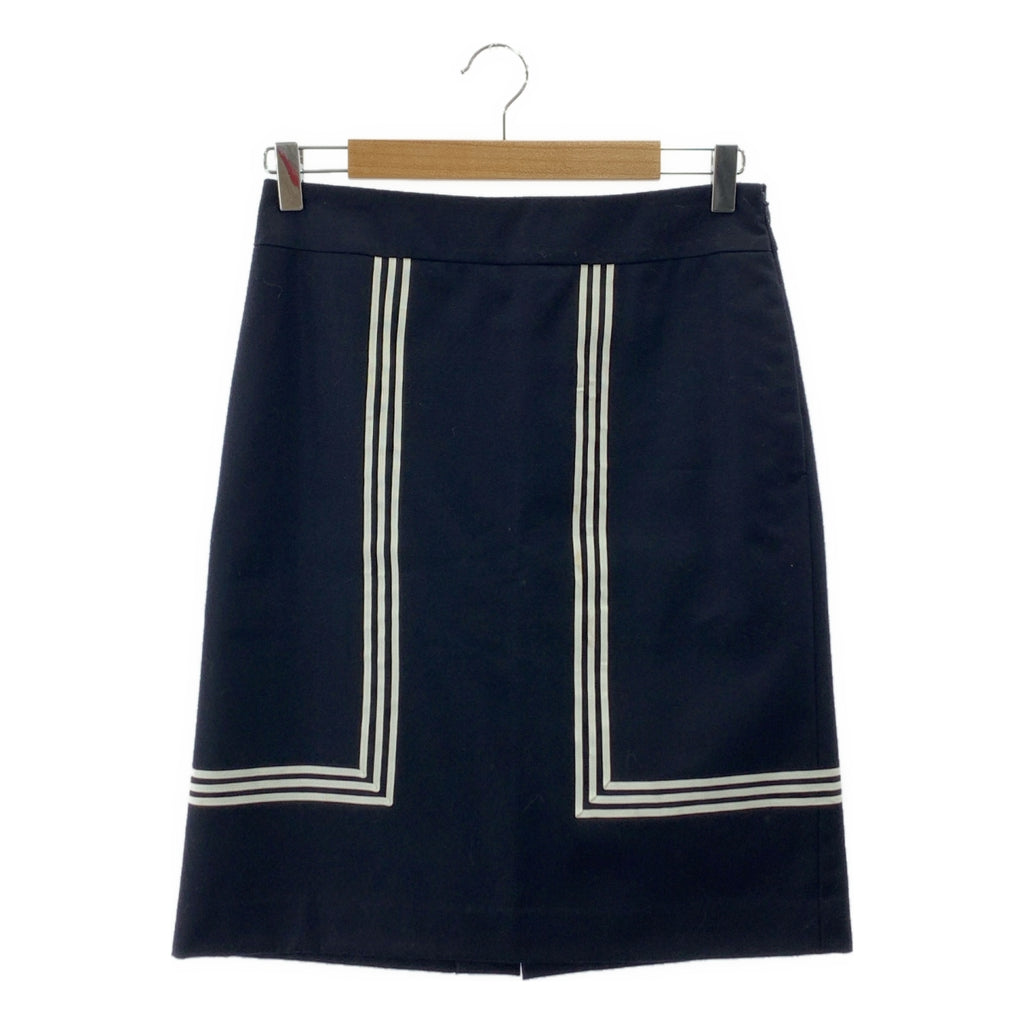 HYKE / ハイク | ウール ライン装飾 サイドジップ スカート / 裏地付き | 2 | ダークネイビー | レディース