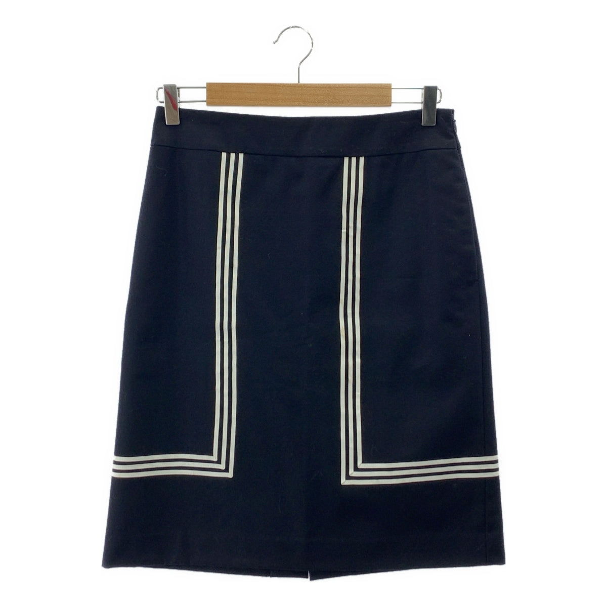 HYKE / ハイク | ウール ライン装飾 サイドジップ スカート / 裏地付き | 2 | ダークネイビー | レディース