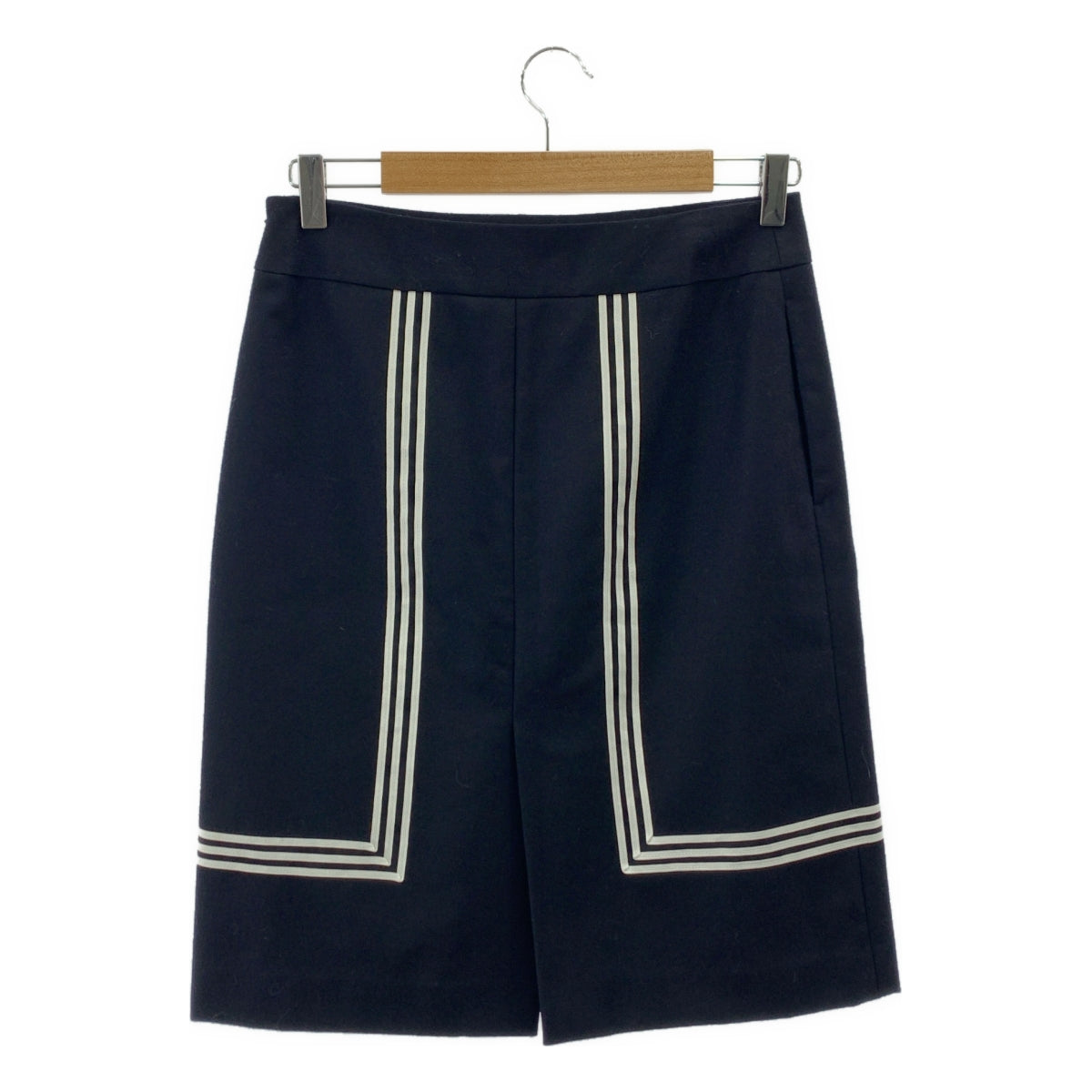 HYKE / ハイク | ウール ライン装飾 サイドジップ スカート / 裏地付き | 2 | ダークネイビー | レディース