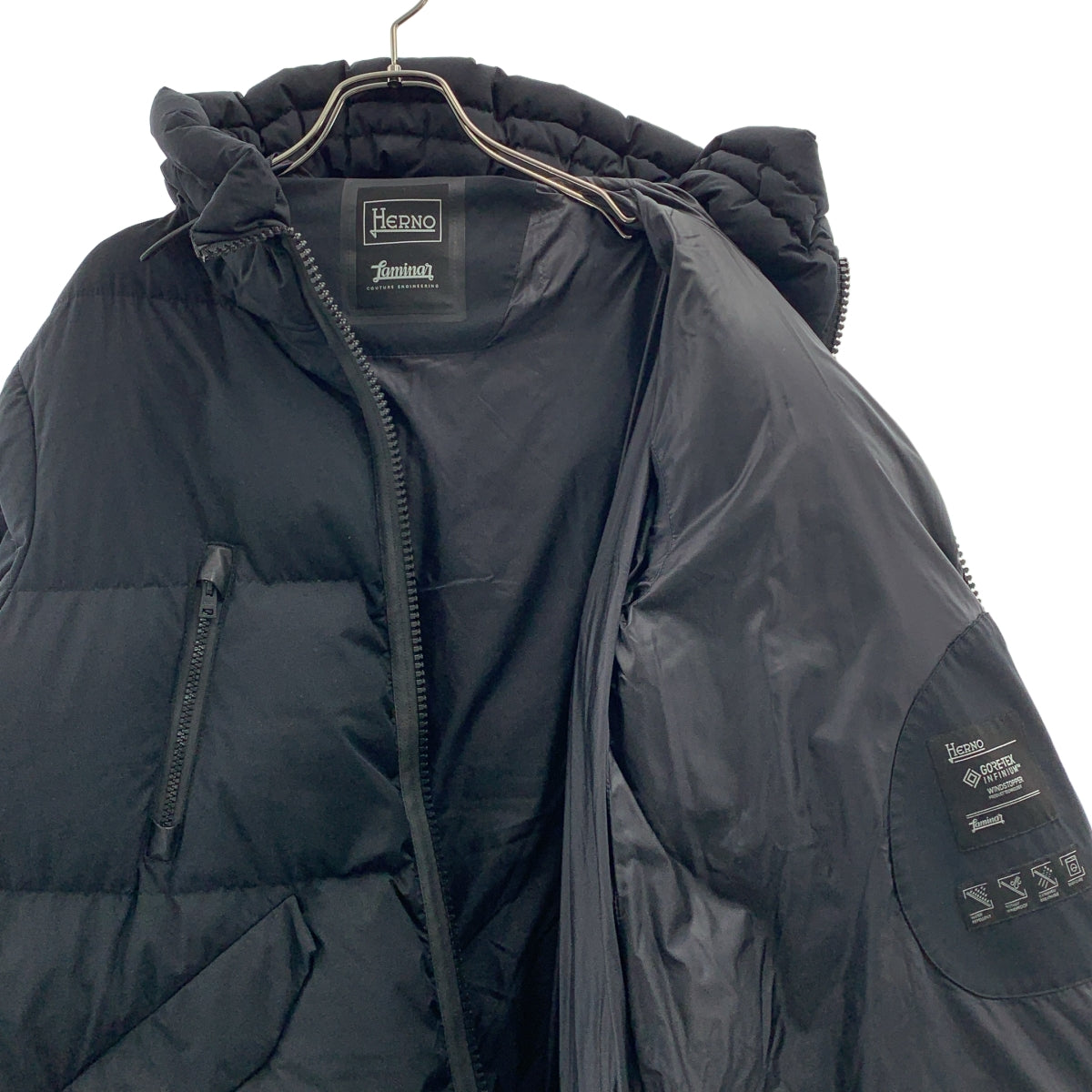 HERNO Laminar ヘルノ ラミナーGORE-TEXブラック 38サイズ HERNO / ヘルノ | LAMINAR GORE-TEX ラミナー ゴアテックス ダウン