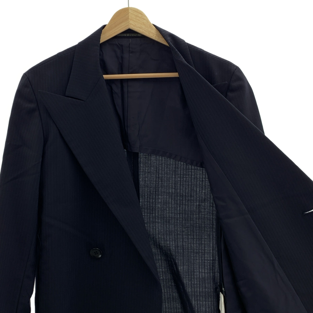 YOHJI YAMAMOTO +NOIR / 요우지야마모토프리스노아르 | 울 모헤어 스트라이프 피크 드래퍼 재킷 | 3 | 네이비 |