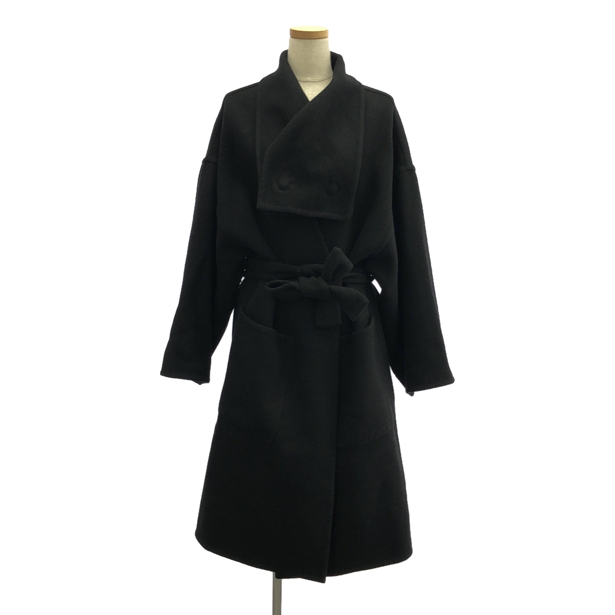 JW Anderson / ジェイダブルアンダーソン | ウール カシミヤ ベルト付き ラップコート | UK6 | ブラック | レディース
